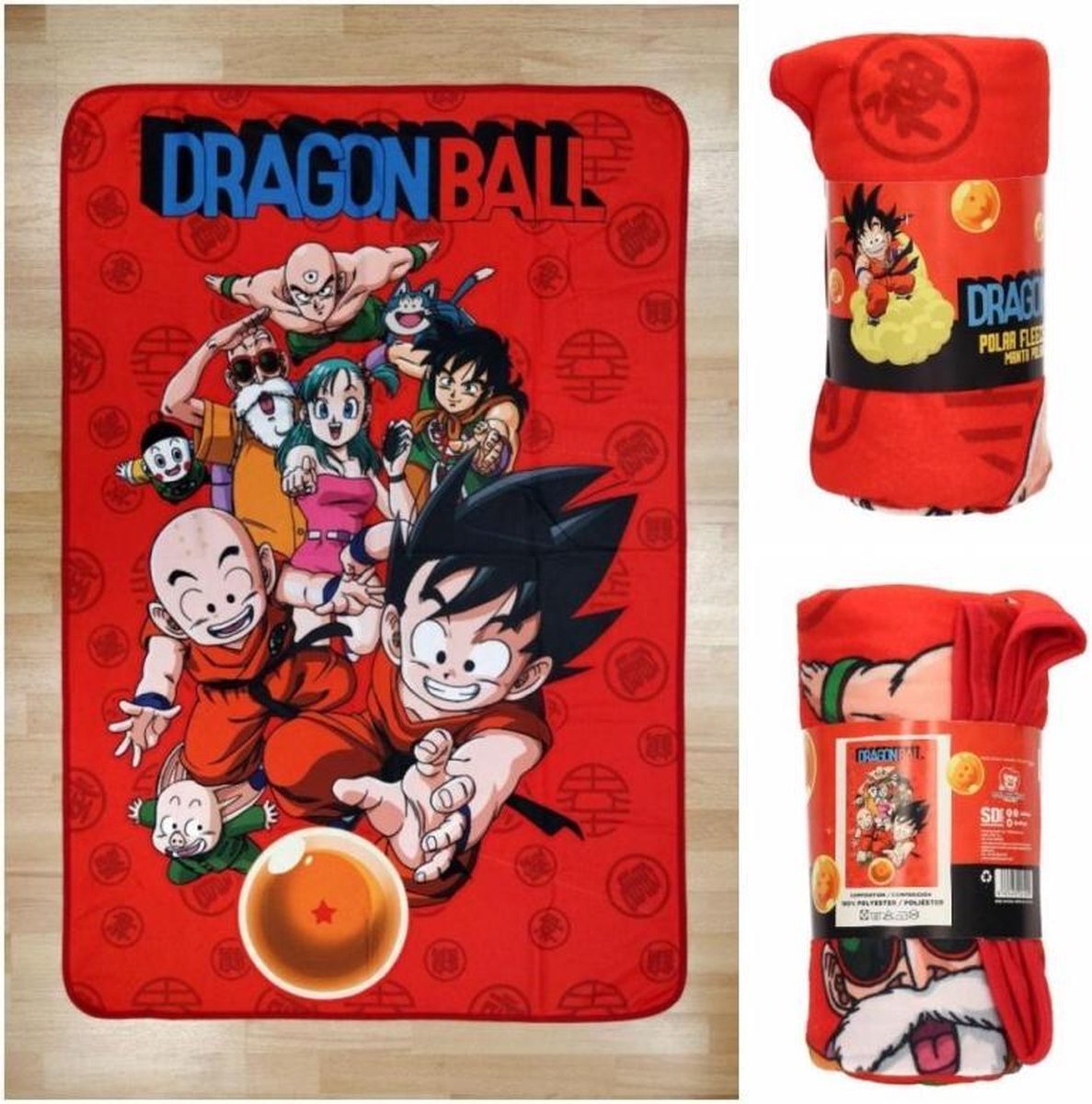 SD Toys Dragon Ball fleece deken - Diverse Personages 100x150 cm - Rood