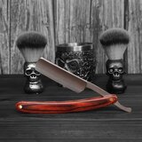 Klassieke Scheermeshouder: Shavette-Barbiersmeshouder met Houten Handvat - Zilver/Rozen Hout