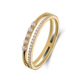 Lucardi Dames 14 karaat gouden ring met zirkonia en zoetwaterparel