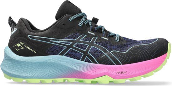 ASICS Gel Trabuco 11 Dames Hardloopschoenen - Zwart/Blauw/Roze - Maat 40.5 - Dames