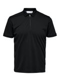 SELECTED HOMME Slhfave Zip Ss Poloshirt voor heren, zwart., XXL
