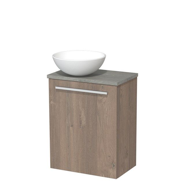 Maxaro Modulo Toiletmeubel 41 cm - Middenbruin Eiken - Grijs Eiken Blad