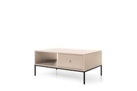 3xE living Table basse avec tiroirs 104 cm, beige, poignée noire