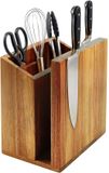 Merkloos Relaxdays Messenblok - bruin - 19x21,5x13 cm - voor keukenmessen
