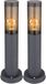 Globo Padlamp meerpaallamp buitenvoet tuinlampen antraciet, balkon vloerlamp, roestvrij staal smoke-kleurig, 1x E27 fitting, DxH 7,6x45cm, set van 2