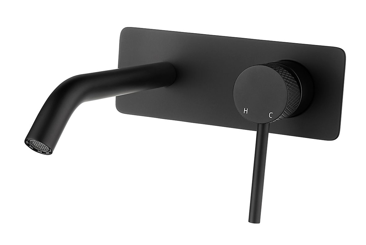 Wiesbaden Ribbd inbouw wastafelmengkraan mat zwart - 8720365810664