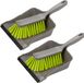 Buemag Set van 2x stuks kunststof stoffer en blik grijs/groen met zachte borstel