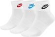 NIKE Sportswear Everyday Essential Ankle Sokken Mannen 3 paar Wit Katoen Maat 42-46