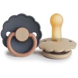 FRIGG Daisy Latex Fopspeen 2-Pack | Natuurrubberen Fopspeen | BPA-vrij | Gemaakt in Denemarken | Symmetrische Kersvormige Tepel | (Aurora/Croissant, Maat 2 (6-18 Maanden))
