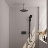 Brauer Black Edition Thermostatische Regendoucheset Inbouw - Hoofddouche 30 cm - Met Drukknoppen - Handdouche 3 Standen - Doucheslang - Geintegreerde Glijstang - Mat Zwart