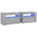 VidaXL Nachtkastje 2 stuks met LED-verlichting 60x35x40 cm grijs sonoma