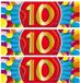 Bellatio Decorations 10 jaar leeftijd sticker - 10x - 19 x 6 cm - verjaardag - jubileum - versiering