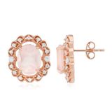 Cavill - Zilveren Oorbellen - 925 Sterling Zilver - 4,635 ct Rozenkwarts & 0,504 ct Tanzaanse Zirkonia - Roségoud Verguld
