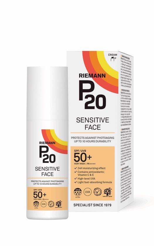 P20 Sensitive Face SPF 50+ - 50g - Zonnebrandcrème voor gevoelige gezichtshuid