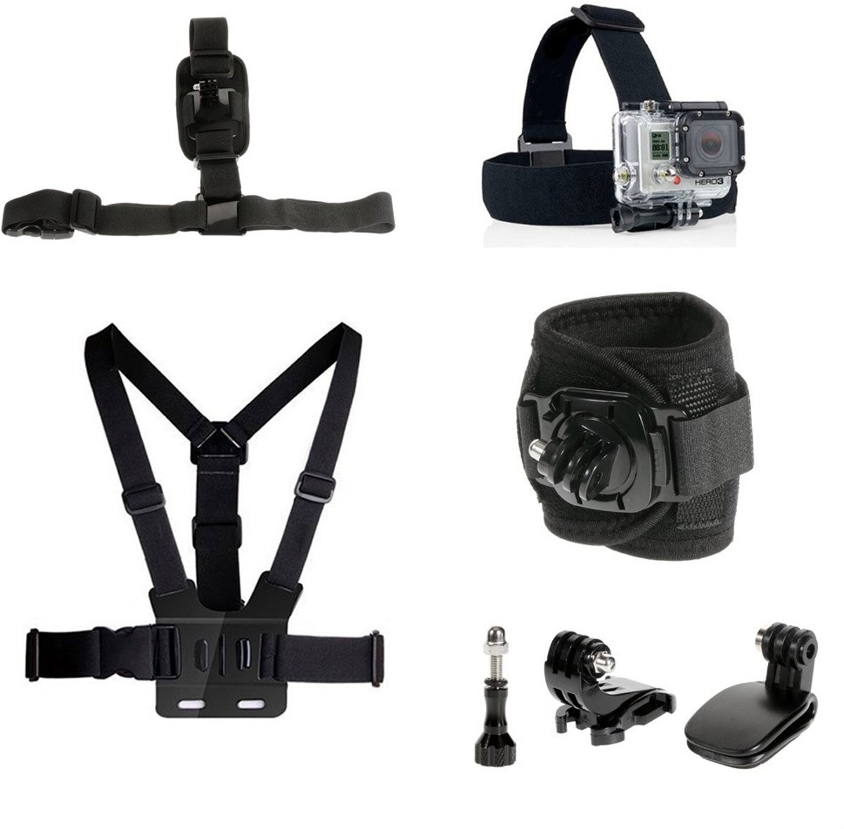 ITC 7-in-1 Accessories Kit Hoofdband borstband polsriem voor Gopro Hero 1 2 3 3+ 4 en Actioncam