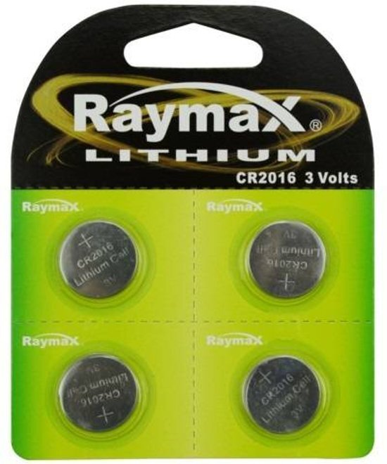 Raymax Lithium 3V knoopcel CR2016 - 4 Stuks