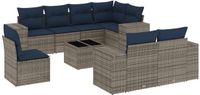vidaXL - 9-delige - tuinbankset - met - kussens, - grijs - polyrotan