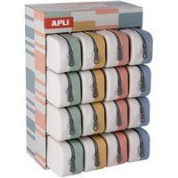 APLI Up North - Set potloodetuis - bicolor - silicone - blauw, grijs, mosterd, roze, groen