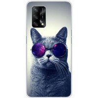 Oppo Cat met bril Siliconen hoesje compatibel met Oppo A74 4G