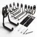 Relaxdays Wandhaken 12-delige set, wandhouder garage, gecoat, houder voor tuingereedschap, incl. kabelbanden, RVS, zwart
