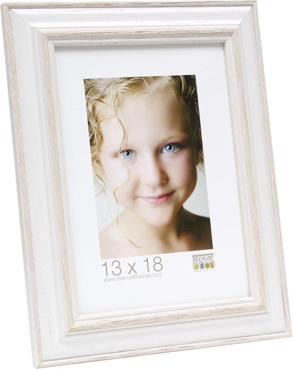 Deknudt Frames S221H1 Fotokader - 21x29.7cm - Wit met naturelkleurig accent