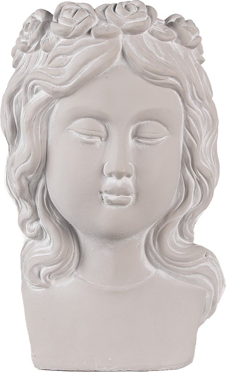 Clayre & Eef Bloempot Hoofd 20x17x30 cm Grijs | 8717459948471