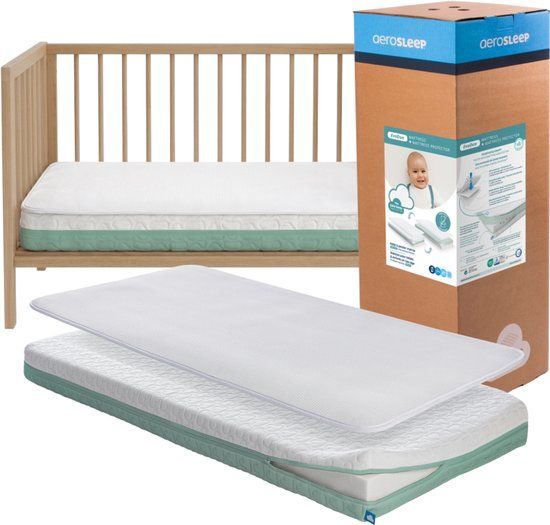 AeroSleep® EvoDuo 2-in-1 matraspakket: Babymatras + 3D matrasbeschermer - 140 x 70 cm