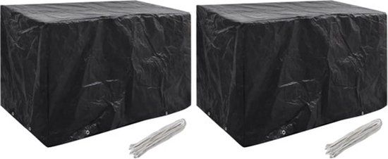 vidaXL Tuinmeubelhoezen 2 st 8 ogen 140x70x90 cm Zwart