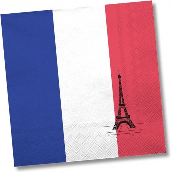 60x Frankrijk Franse vlaggen servetten 33x33cm - Landen thema - Wegwerp