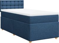 vidaXL Boxspring met matras stof blauw 90x190 cm