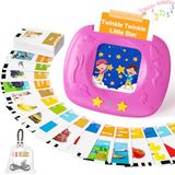 HOMESTEC Spraakleerspeelgoed voor peuters, verbeterde realistische flashkaarten, visuele woorden met geluiden, Frans accent, Montessori-educatief voor kleuters (roze-216)