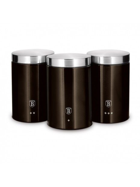 Berlinger Haus BH/6828 - Tea, Coffee & Sugar Containers Set - Stainless Steel - Black - 3 Pieces