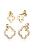 Elli - Oorbellen - Dames oorsteker set klaverblad met zirkonia in 925 sterling zilver - Dames