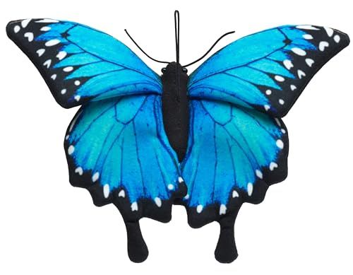 Uni-Toys - Vlinder blauw (met lus) - 26 cm (breedte) - pluche insect - pluche dier, knuffeldier