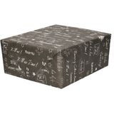 Bellatio Decorations Luxe Kerst inpakpapier - cadeaupapier - 2x rollen - antraciet - Kerst krijtbord teksten - 250 x 70 cm