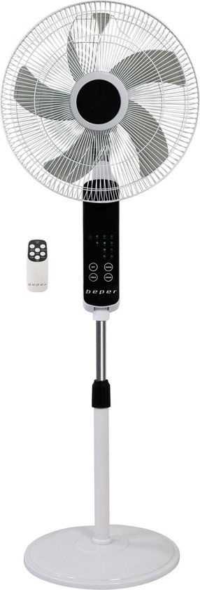 Beper VE112 - Staande Ventilator - 55W - Zwart/Wit - Met Afstandsbediening - 45 cm