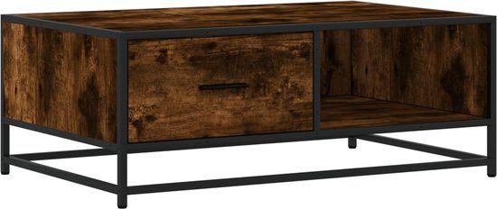 vidaXL Salontafel 90x57x35 cm bewerkt hout en metaal gerookt eiken