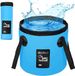 Bucket pliable extérieur sans marque 20 L lavabo extérieur ultra-léger pliable en toile durable seau de camping pour voyager en randonnée Bleu
