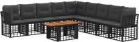 vidaXL Tuinbank Set 10 st Zwart en Donkergrijs Polyrattan