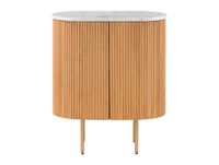 BARCELONA Commode en bois de manguier 65x38x76 naturel laqué / marbre blanc #515