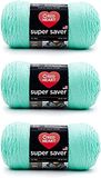 Red Heart Super Saver garen, Minty - 3-pack van 198 g - Acryl - #4 Medium - 332 meter - Voor breien/haken