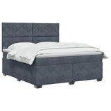 vidaXL Boxspringbed met matras Donkergrijs 140 x 190 cm Fluweel