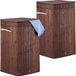 Sans marque 2x panier à linge bambou - boîte à linge pliable - 70L - carré - 63x36x36 cm - marron