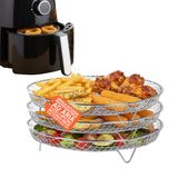 Avilia Grillrooster voor luchtfriteuse met 3 niveaus, stapelbaar, rond, van roestvrij staal, multifunctionele accessoires, gemakkelijk te reinigen, voor gelijkmatig en knapperig bakken