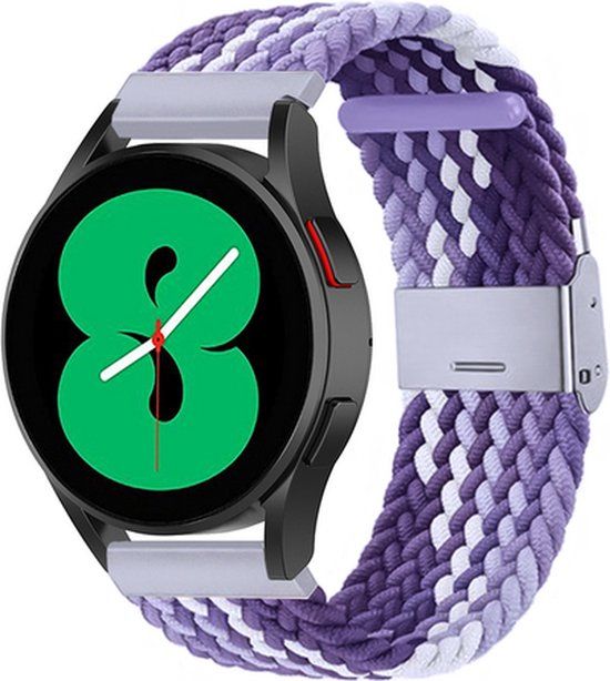 By Qubix Braided Nylon Watch Band 20mm - Light Purple - Compatible with Samsung Galaxy Watch 7, FE, 6, 5, 4, Active 2, Watch 3 (41mm)