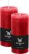 Wiedemann Bougie cylindrique/bougie pilier - 2x - bougie rustique - rouge - 6 x 12 cm - 69 heures de combustion