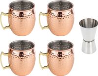 Cosy&Trendy 4x Cocktailbekers/cocktailglazen Moscow Mule 500 ml - Met RVS maatbeker / barmaatje 2-in-1 15/30 ml