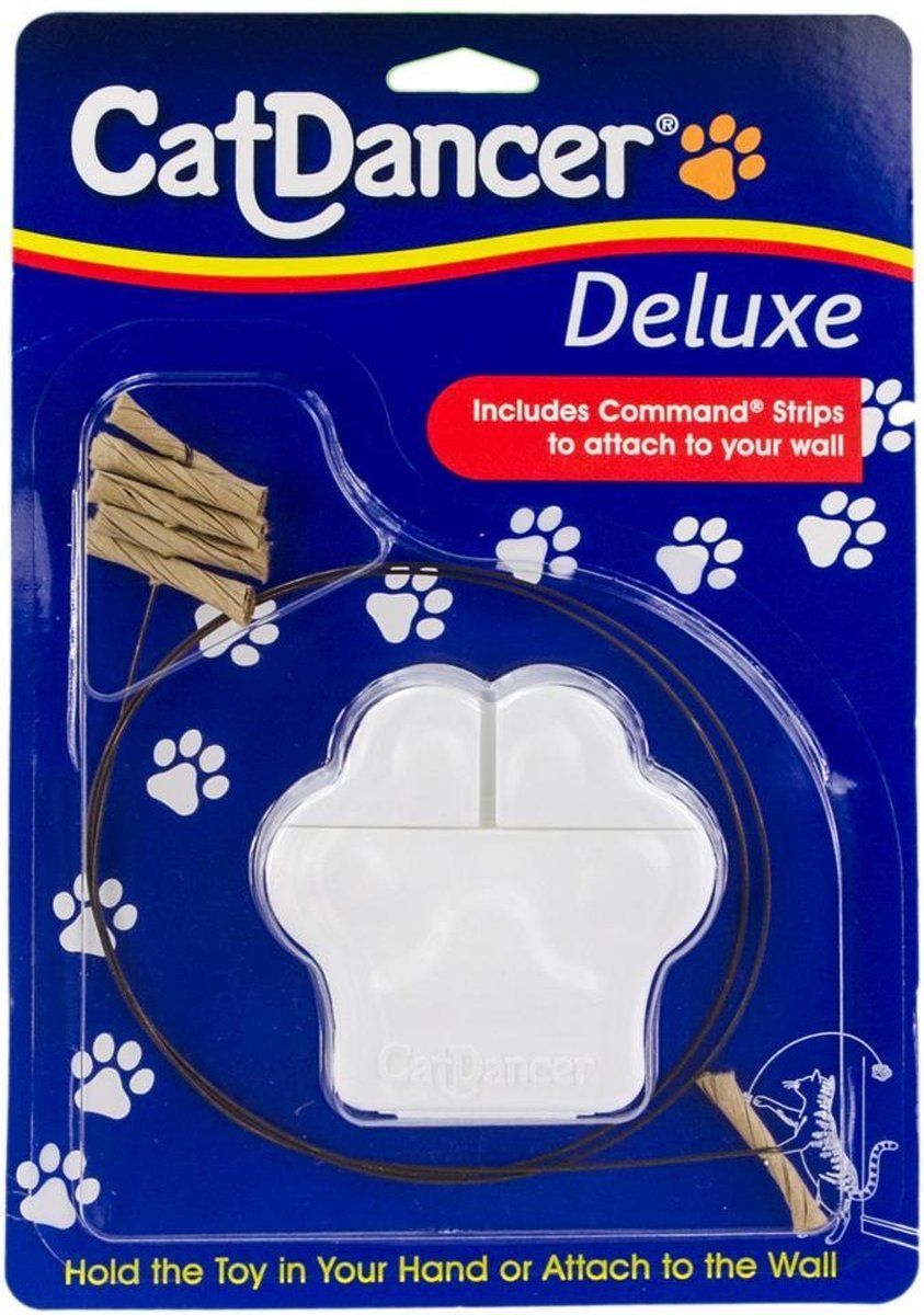 Cat Dancer DeLuxe - Kattenspeeltjes - Kattenspeelgoed voor aan de muur - Uitdagende kattenhengel - Interactief kattenspeelgoed - 91cm - Wit