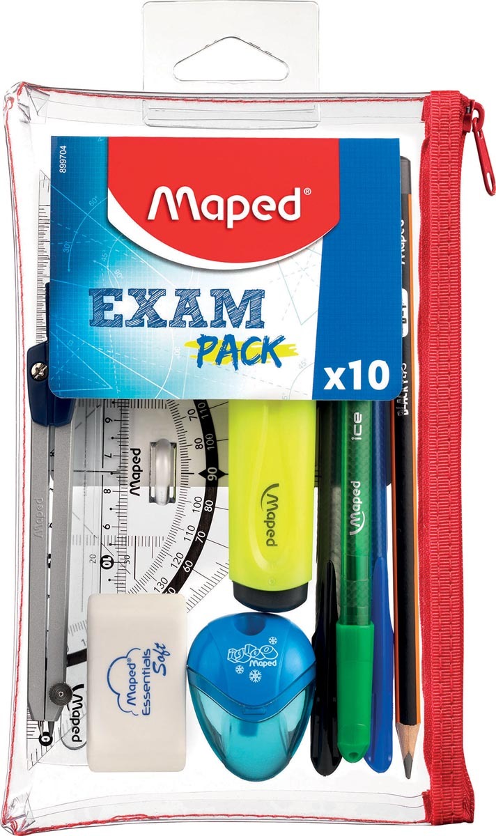 Maped examenset 10 delig in transparant etui