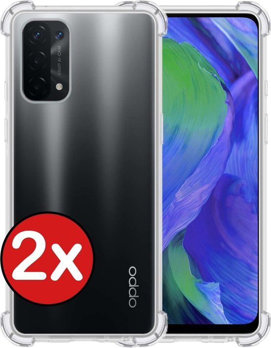 Hoesje voor OPPO A54 5G - Siliconen Shock Proof Case - Transparant - 2 PACK